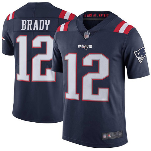 New England Patriots Football #12 Rush Vapor Untouchable Limited Navy Blue Men Tom Brady NFL Jersey->women nfl jersey->Women Jersey